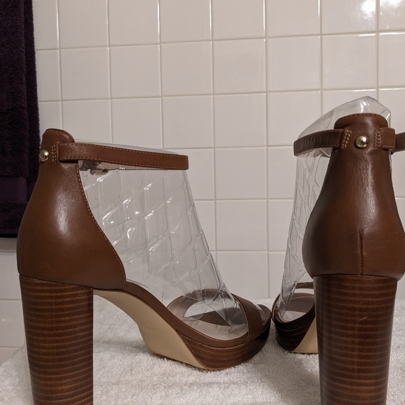 Nine West Women's Leather Platform Sandals w/Block Heels Size 9.5, 9 1/2 - Picture 3 of 5